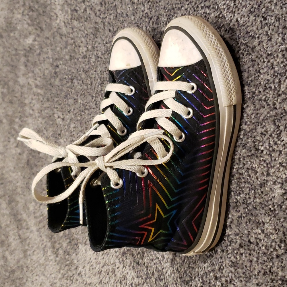 Converse Kids High-Tops - Black with Colorful Star Design